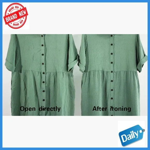 Summer Babydoll Dress Short Sleeve Button Down with Pockets Casual Sundress - Picture 7 of 7